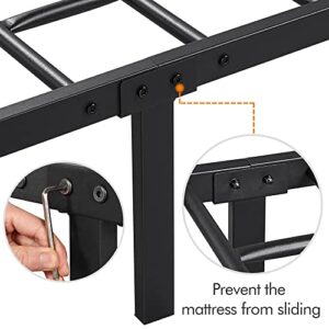 Topeakmart King Size Metal Bed Frame, Platform Bed Frame with Headboard and Footboard/No Box Spring Needed/Steel Slat Support/Under Bed Storage/Black