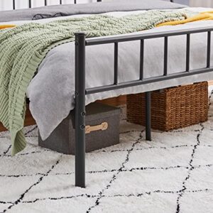 Topeakmart King Size Metal Bed Frame, Platform Bed Frame with Headboard and Footboard/No Box Spring Needed/Steel Slat Support/Under Bed Storage/Black