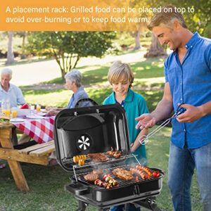 Diophros Folded Charcoal BBQ Grill, Household Portable Outdoor Barbecue Stove Set Charcoal For Camping, 16", Black