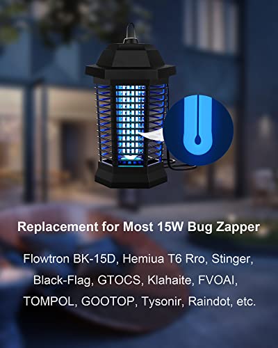 Bug Zapper Light Bulb Replacement for 15W Bug Zapper with 4-Pin Base, Ful 15W-BL U Shaped Twin Tube Bulb for T6 Insect Attracting Lamp, 2 Pack