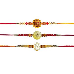 SHREESHANAIK Premium Rakhi Set Rakhi for Brother and Bhabhi, Rakhi Bracelet Rakhi for Raksha Bandhan Festival | Bracelets Rakhi | Best Gift for Brothers | Indian Rakhi. Pack of 3