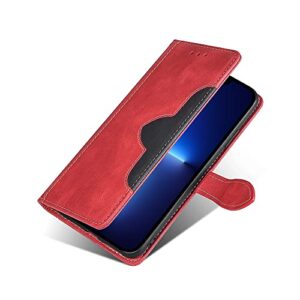 cyr-guard wallet folio case for oppo reno 6 pro 5g snapdragon edition, premium pu leather slim fit cover, easy carry, red