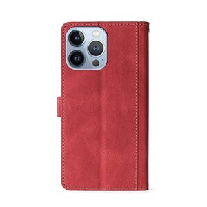 CYR-Guard Wallet Folio Case for Oppo Reno 6 PRO 5G Snapdragon Edition, Premium PU Leather Slim Fit Cover, Easy Carry, Red