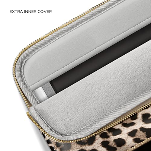 Comfyable Tablet Sleeve Compatible for iPad Pro 12.9 inch M2 M1 6th 5th Generation 2022-2018 & Smart/Magic Keyboard w/Pencil Holder, Waterproof Zipper Case, Leopard