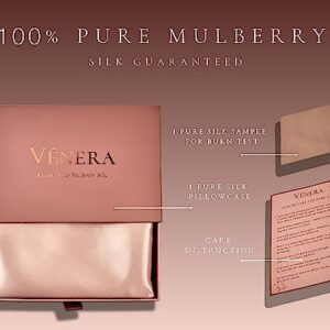 VÉNERA Silk Pillowcase - 22 Momme 100% Pure Mulberry Silk for Hair and Skin, Envelope Closure, Both Sided 22 Momme Grade 6A Silk, Soft&Hypoallergenic (Standard 20''x26'', Caramel)