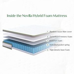 Novilla Mattress Cal King, 12 Inch Hybrid Pillow Top King California Mattress in a Box Innerspring for a Cool & Peaceful Sleep