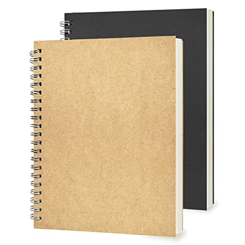 2Pack College Ruled Wirebound Spiral Notebook, College Ruled Notebook, 100 Pages, 50 Sheets, 7.48 x 5.11 Inch, Black and Yellow Cover