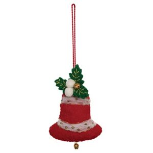 creative co-op wool felt bell ornament with beads and embroidery, multicolor