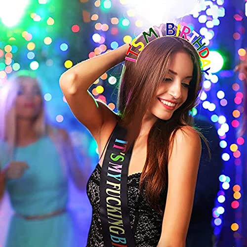 JIAHANG Letters Birthday Tiara Headband&Sash for Girls Women, It's my Birthday Crown Headband and Sash Set, Birthday Girl Headband Gifts, Sweet Happy Birthday Accessories