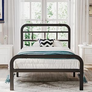 artimorany twin xl bed frame with headboard and footboard, 14 inch heavy duty, xl twin bed frame mattress foundation, noise free, no box spring needed, easy assembly, black