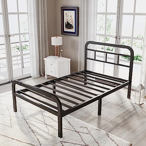 Artimorany Twin XL Bed Frame with Headboard and Footboard, 14 Inch Heavy Duty, XL Twin Bed Frame Mattress Foundation, Noise Free, No Box Spring Needed, Easy Assembly, Black