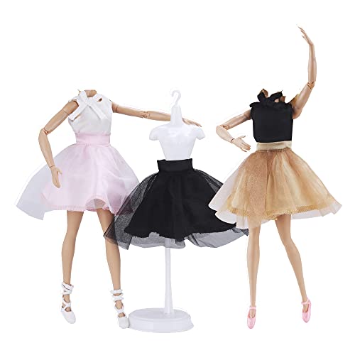 E-TING 3 Sets Ballerina Doll Clothes Chiffon Ballet Outfits Dance Dress Tutu Skirt with 3 Ballet Shoes for 11.5 Inch Girl Dolls