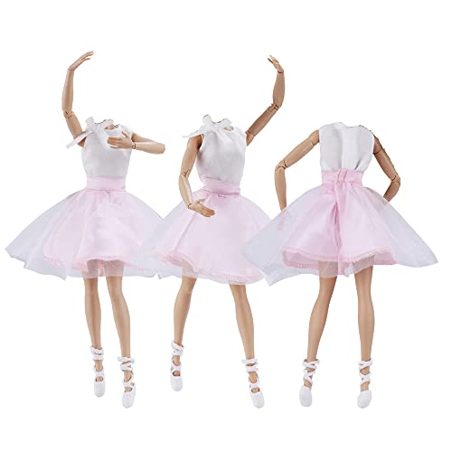 E-TING 3 Sets Ballerina Doll Clothes Chiffon Ballet Outfits Dance Dress Tutu Skirt with 3 Ballet Shoes for 11.5 Inch Girl Dolls