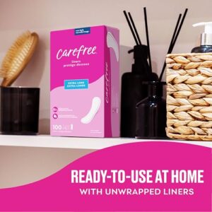 Carefree Panty Liners, Extra Long Liners, Unwrapped, Unscented, 100ct (Packaging May Vary)