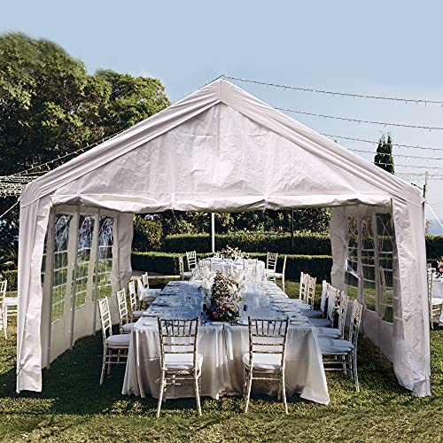 YITAHOME 13'x 26' Party Tent Heavy Duty Wedding Tent Outdoor Canopy Event Shelters Upgraded Galvanized Carport with Removable Sidewall Windows for Commercial, Parties, White