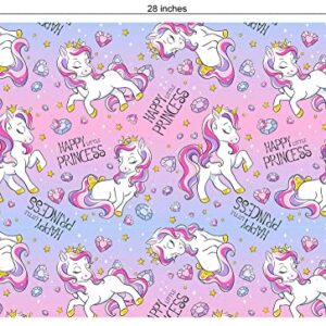 Titiweet Unicorn Wrapping Paper for Girls Kids - 12 Sheets Princess Wrapping Paper for Christmas Birthday Holiday, 20 x 28 Inches Per Sheet