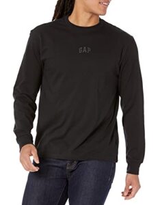 gap mens relaxed fit long sleeve logo t-shirt t shirt, black 4, x-large us