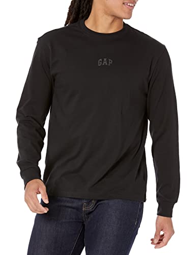 GAP Mens Relaxed Fit Long Sleeve Logo T-Shirt T Shirt, Black 4, X-Large US