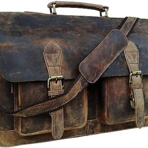 C CUERO 15 Inch Retro Buffalo Hunter Leather Laptop Messenger Bag Office Briefcase Crossbody Travel Bag For Men And Women College Bag Office Laptop Bag