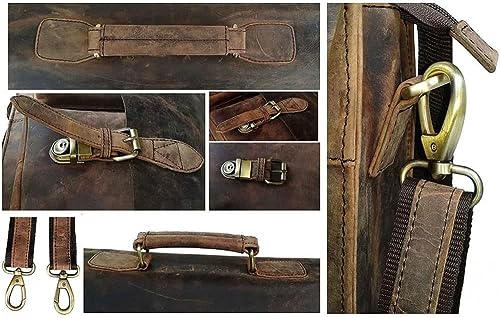 C CUERO 15 Inch Retro Buffalo Hunter Leather Laptop Messenger Bag Office Briefcase Crossbody Travel Bag For Men And Women College Bag Office Laptop Bag