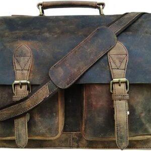 C CUERO 15 Inch Retro Buffalo Hunter Leather Laptop Messenger Bag Office Briefcase Crossbody Travel Bag For Men And Women College Bag Office Laptop Bag