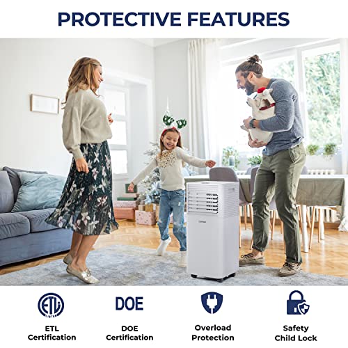 COSTWAY Portable Air Conditioner, 4-in-1 Air Conditioner for Room Spaces up to 350sq.ft, with Remote Control, 24H Timer & Window Venting Kit, Multi-function & Powerful AC Unit with Sleep Mode for Bedroom, Living Room, Office (10000BTU, White)