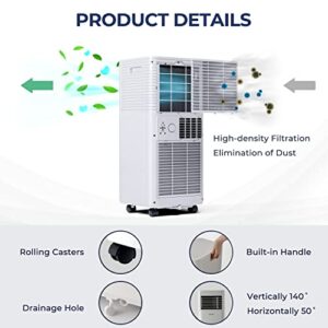 COSTWAY Portable Air Conditioner, 4-in-1 Air Conditioner for Room Spaces up to 350sq.ft, with Remote Control, 24H Timer & Window Venting Kit, Multi-function & Powerful AC Unit with Sleep Mode for Bedroom, Living Room, Office (10000BTU, White)