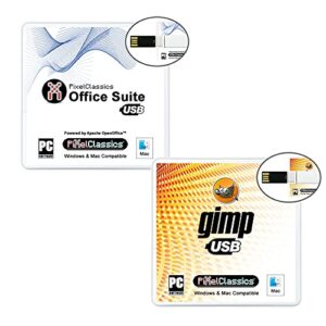 office suite 2022 compatible with microsoft office word, excel & powerpoint + gimp photo & image editing software compatible with adobe photoshop elements files for windows pc & mac usb bundle
