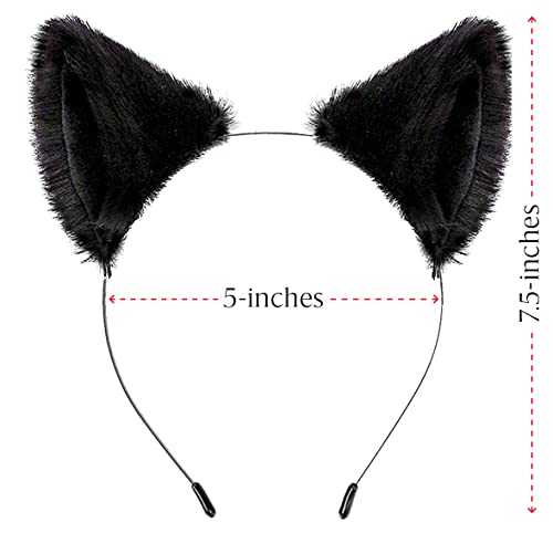 OLYPHAN Cat Ears and Tail Costume Accessories Anime Ear Clips Headband Black Tail Long/Choker for Cosplay Cat Costume Set Animal Ears Hair Clip for Women, Halloween, Neko Accessory Kit