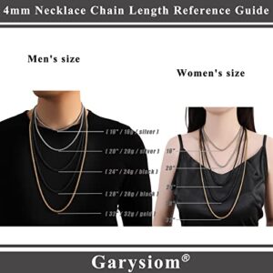 Garysiom 3 Pcs Chain Necklace for Men, 4mm Stainless Steel Gold Black and Silver Wheat Chains for Men Boys Jewelry Gift, 24 Inches