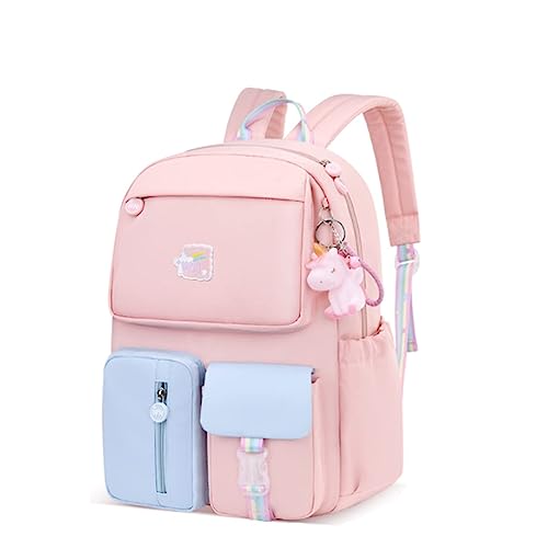 KEBEIXUAN Cute Backpacks for School Girls Aesthetic Bright Color Kids Backpack Bookbag for Girls 6-12 Years Old