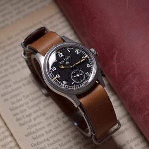 Baltany Dirty Dozen Watch Men D12 36MM Sea Gull ST1701 Movement Automatic BGW9 Luminous Vintage Military Wristwatches (Brown NAT Black)