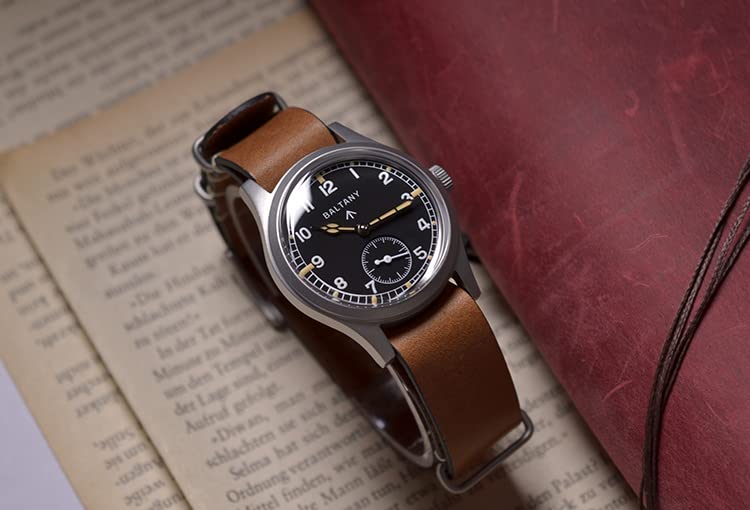 Baltany Dirty Dozen Watch Men D12 36MM Sea Gull ST1701 Movement Automatic BGW9 Luminous Vintage Military Wristwatches (Brown NAT Black)