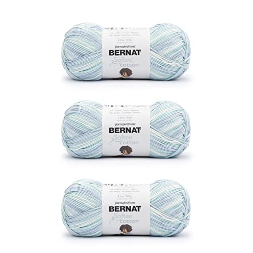 Bernat Softee Cotton Refresh Yarn - 3 Pack of 120g/4.25oz - Nylon - 3 DK (Light) - 254 Yards - Knitting, Crocheting & Crafts