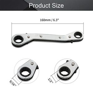 Heyiarbeit Reversible Ratcheting Wrench, Double Box End Ratcheting Wrench, Offset Double Box End Ratcheting Wrench, 1/2 Inch - 9/16 Inch Ratcheting Wrench, Chrome Vanadium Steel, 1 Pcs