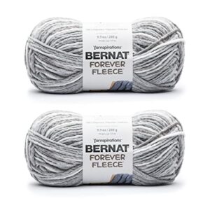 bernat forever fleece jasmine yarn - 2 pack of 280g/9.9oz - polyester - 6 super bulky - 194 yards - knitting, crocheting & crafts