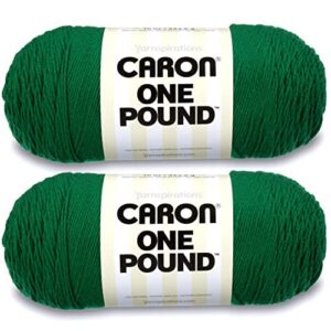 caron one pound kelly green yarn - 2 pack of 454g/16oz - acrylic - 4 medium (worsted) - 812 yards - knitting, crocheting & crafts