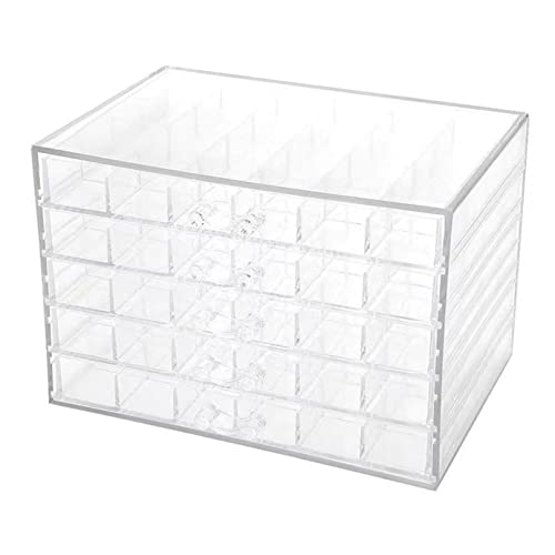 Feadily Acrylic Jewelry Organizer Box, Jewelry Drawer Organizer With 5 Drawers 120 Grids, Clear