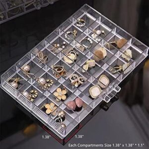 Feadily Acrylic Jewelry Organizer Box, Jewelry Drawer Organizer With 5 Drawers 120 Grids, Clear