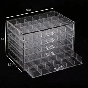 Feadily Acrylic Jewelry Organizer Box, Jewelry Drawer Organizer With 5 Drawers 120 Grids, Clear