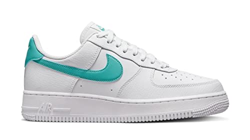 Nike Women's Air Force 1 Shoes, White/Washed Teal/White, 7