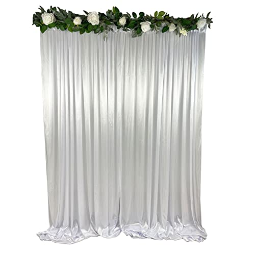 BTF HOME White Backdrop Curtains, 10ft x 10ft for Parties, Wrinkle-Free Polyester Photography Backdrop Drapes for Family Gatherings, Baby Shower, Wedding Decorations (W5ft X L10ft)