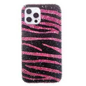 crystal rhinestone phone cases bling sparkle phone cases fuchsia/black strips zebra crystal phone cases customize gifts