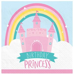 amscan princess castle birthday napkins - 5' x 5' | multicolor | 16 pcs.