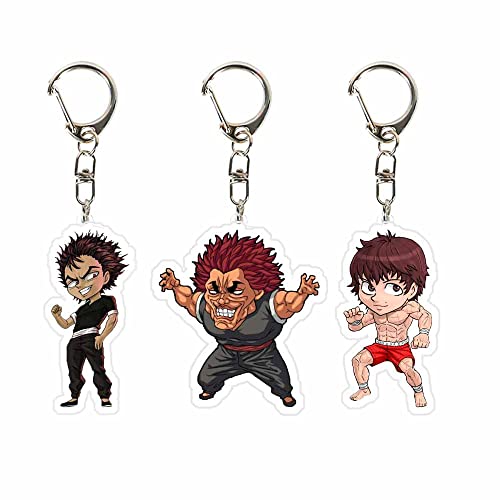 Baki Hanma Yujiro Keychain Acrylic Keyholder 3 Pieces Set Yujiro Hanma Backpack Pendant (1)