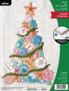 bucilla felt applique wall hanging kit, coastal christmas, perfect for diy arts and crafts, 89500e