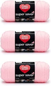 red heart super saver baby pink yarn - 3 pack of 198g/7oz - acrylic - 4 medium (worsted) - 364 yards - knitting/crochet