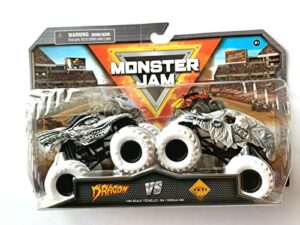 monster jam dragon vs yeti (inverse trucks), 1:64 scale double pack series 18