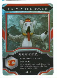 harvey the hound 2021-22 upper deck mvp mascot gaming card #m-5 card calgary flames hockey