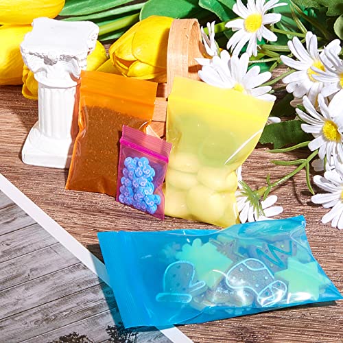 4 Size 400 Count Small Plastic Bags Mini Bags Resealable Jewelry Bags with Zipper, Reclosable Small Bags in Assorted Colors for Storage Travel Packaging Earrings Coin